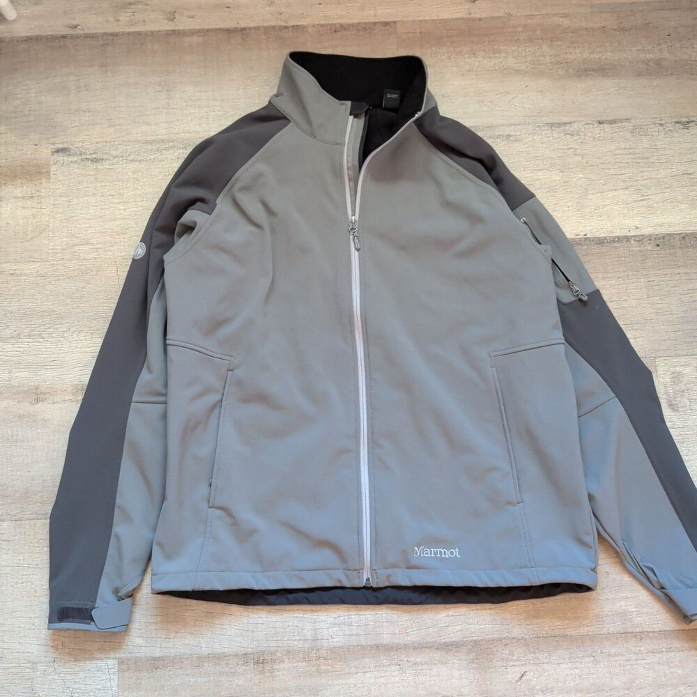 Marmot Men's Softshell Jacket XXL Black Gray Full Zip New Without Tags